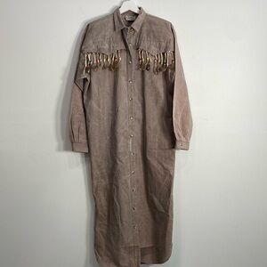 Vintage‎ Circle T Women's Duster Dress Cowgirl Beaded Feathers Ranch Wear L?